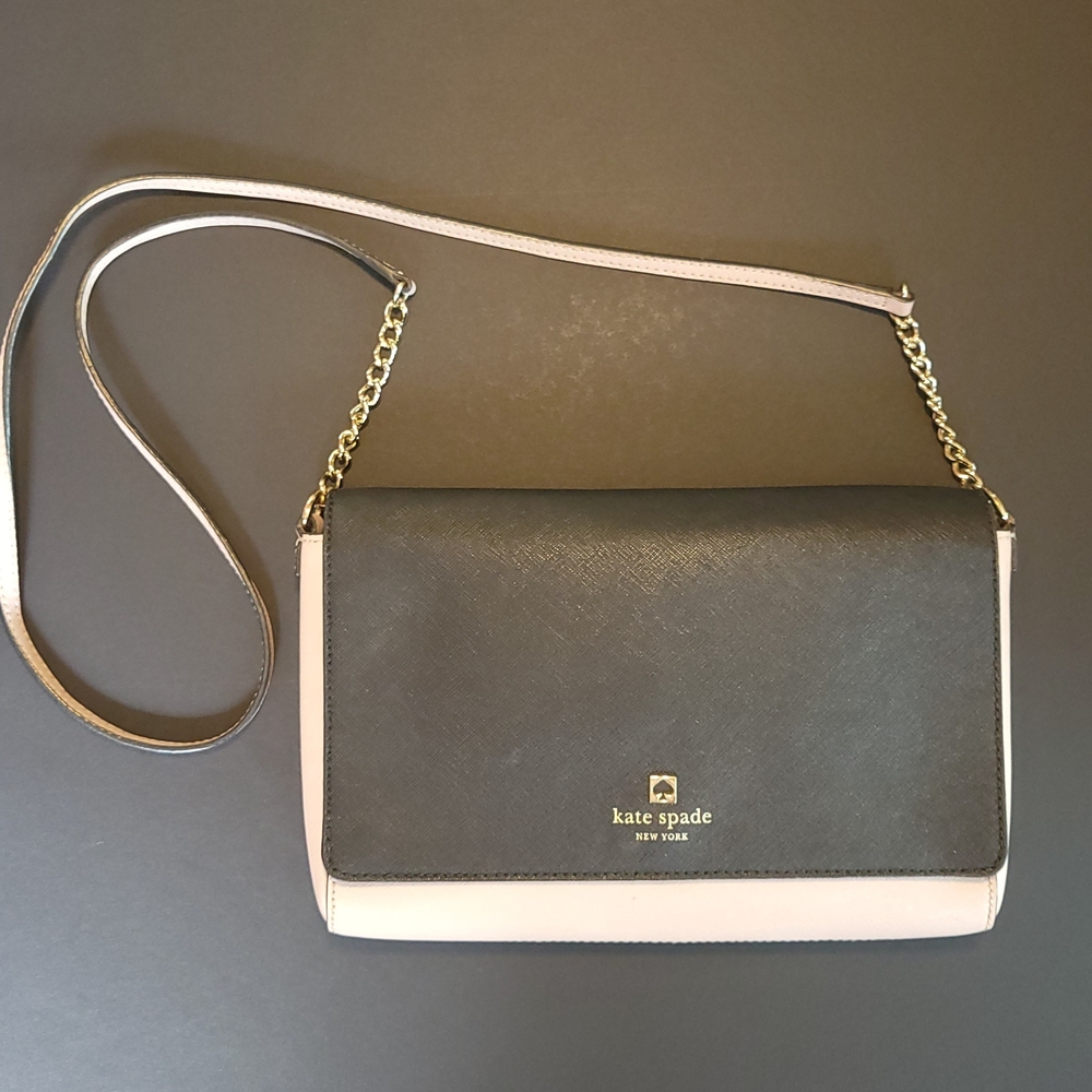 kate spade Black and Light Pink Chain Strap Crossbody